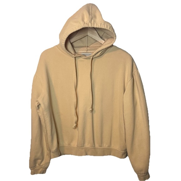 Urban Outfitters Cropped Hoodie Women’s M Beige Sweatshirt Elevated Back Design - Picture 1 of 5